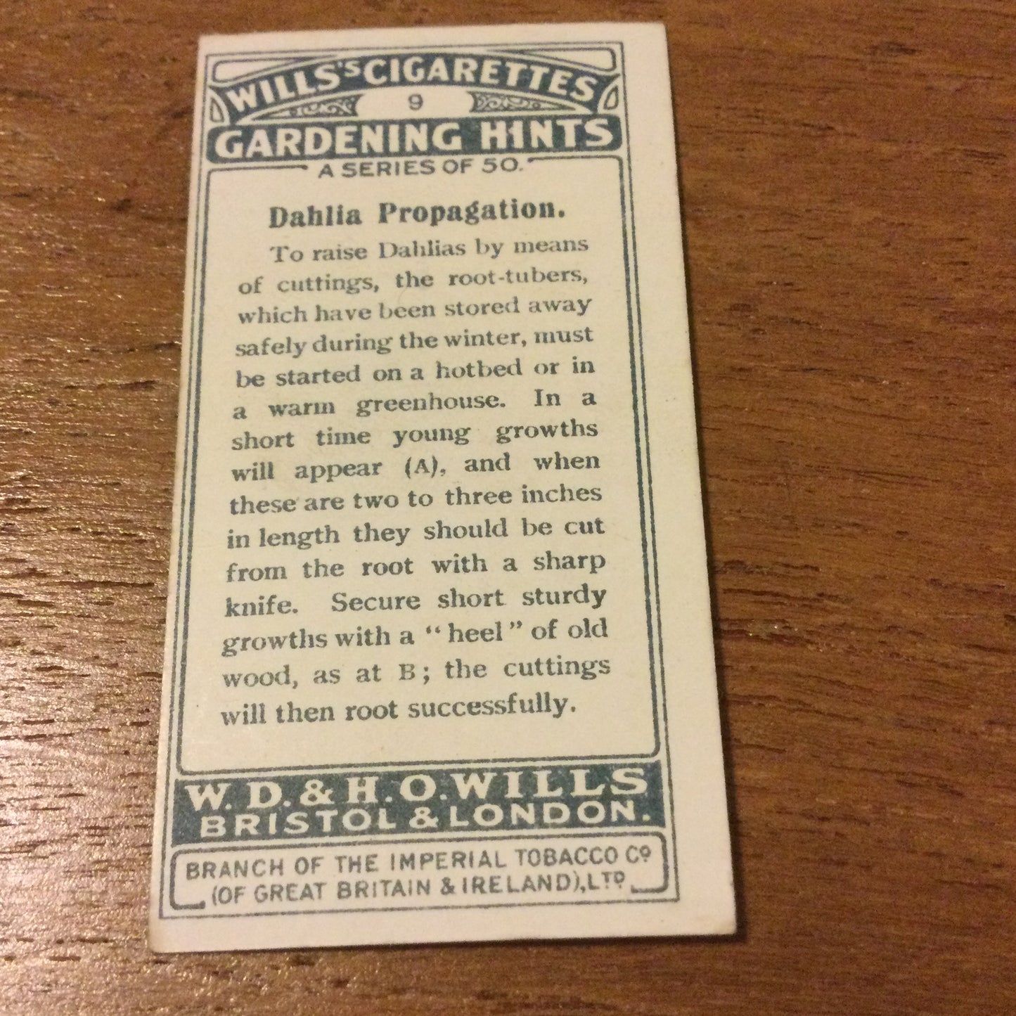 Wills Cigarette Cards GARDENING HINTS 1938. Sold individually so take your pick.