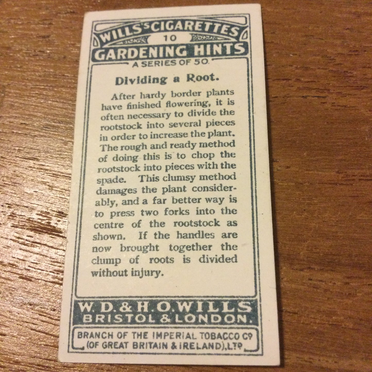 Wills Cigarette Cards GARDENING HINTS 1938. Sold individually so take your pick.