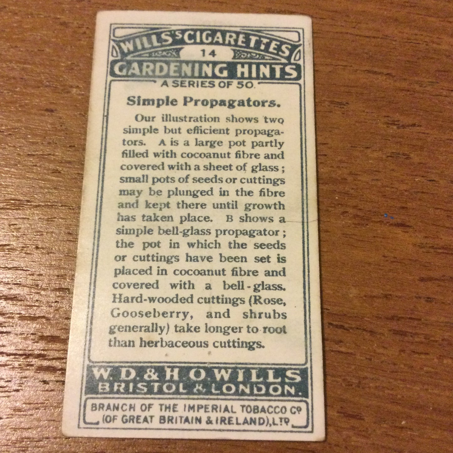 Wills Cigarette Cards GARDENING HINTS 1938. Sold individually so take your pick.