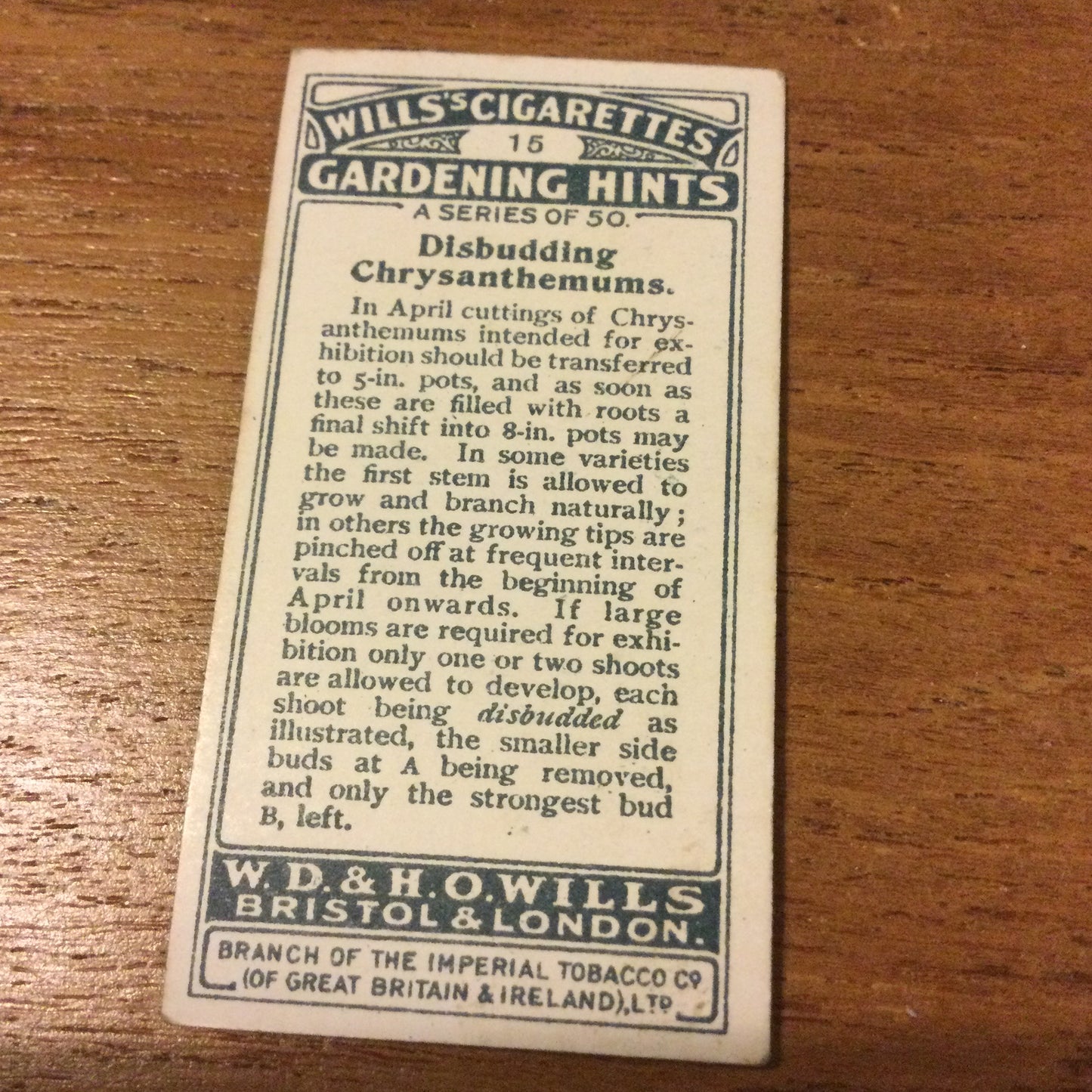 Wills Cigarette Cards GARDENING HINTS 1938. Sold individually so take your pick.