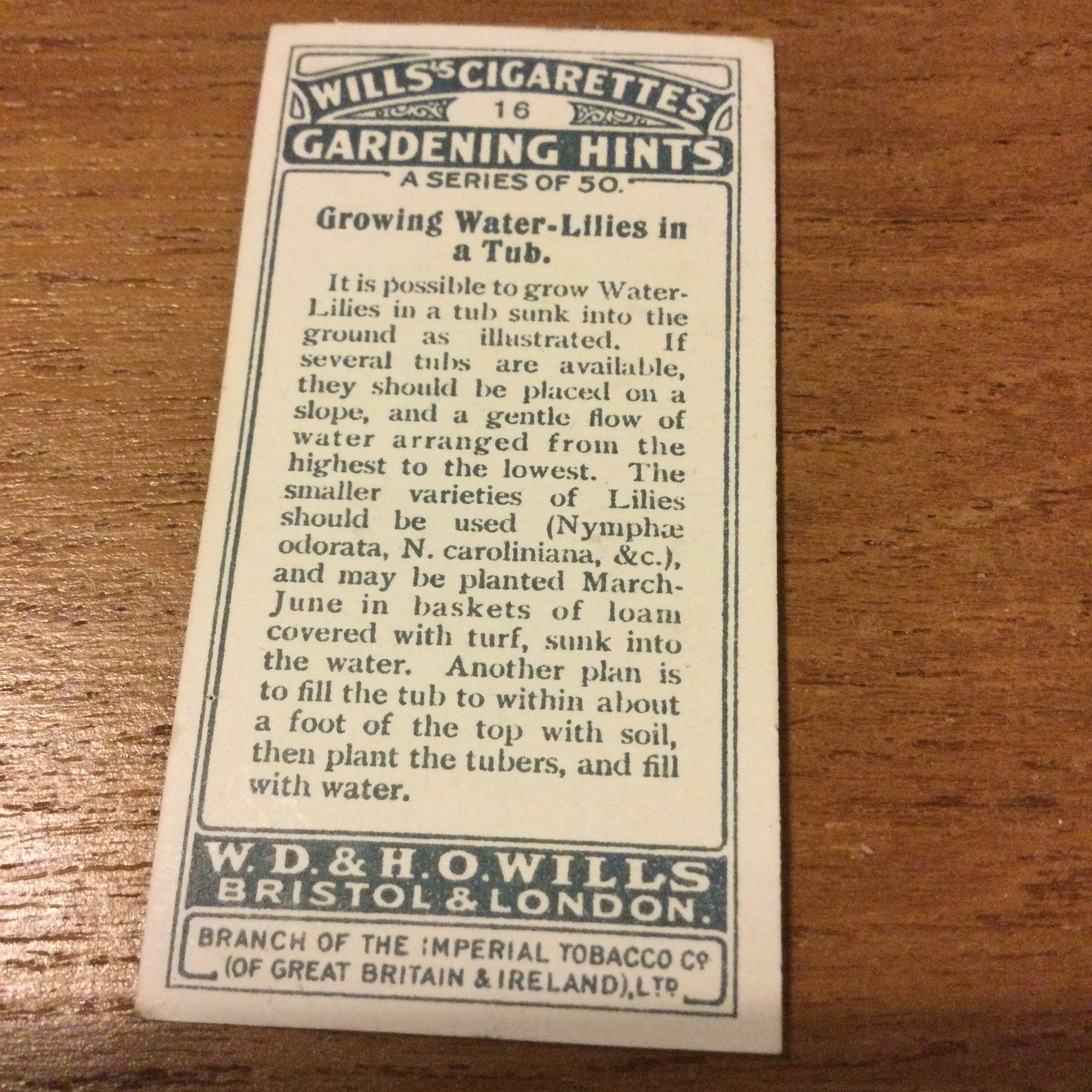Wills Cigarette Cards GARDENING HINTS 1938. Sold individually so take your pick.