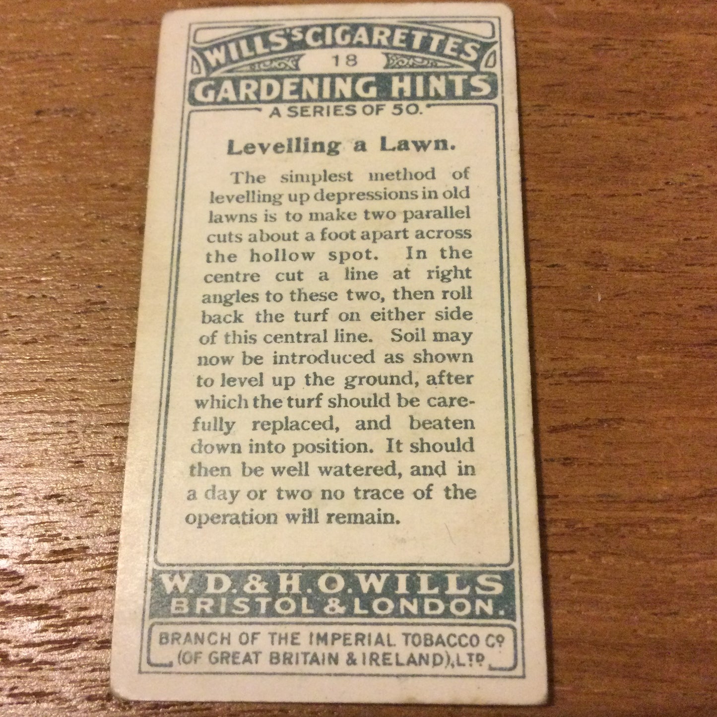 Wills Cigarette Cards GARDENING HINTS 1938. Sold individually so take your pick.