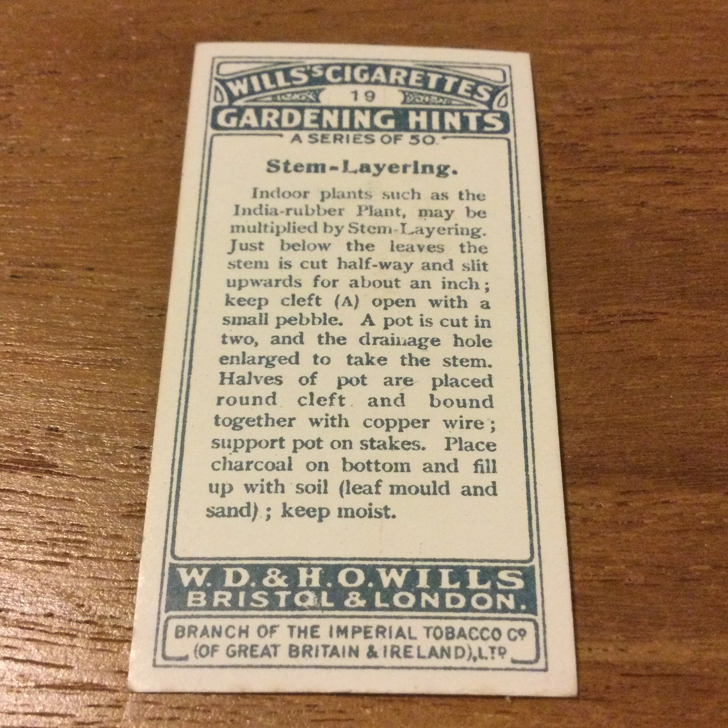 Wills Cigarette Cards GARDENING HINTS 1938. Sold individually so take your pick.