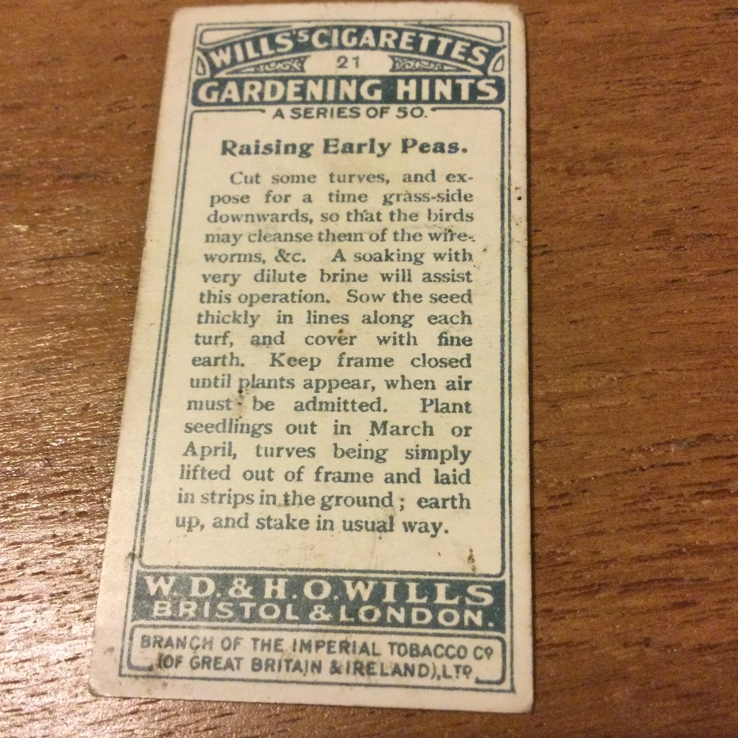 Wills Cigarette Cards GARDENING HINTS 1938. Sold individually so take your pick.