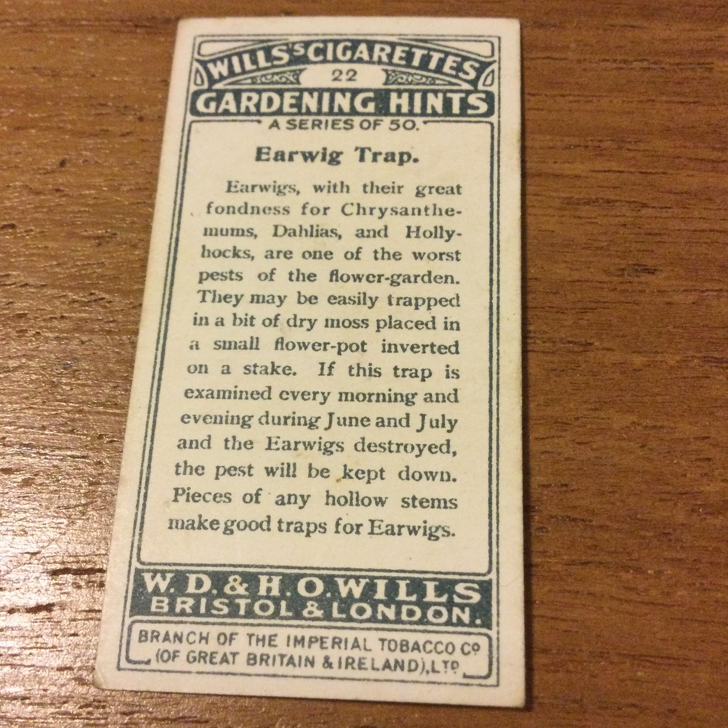 Wills Cigarette Cards GARDENING HINTS 1938. Sold individually so take your pick.