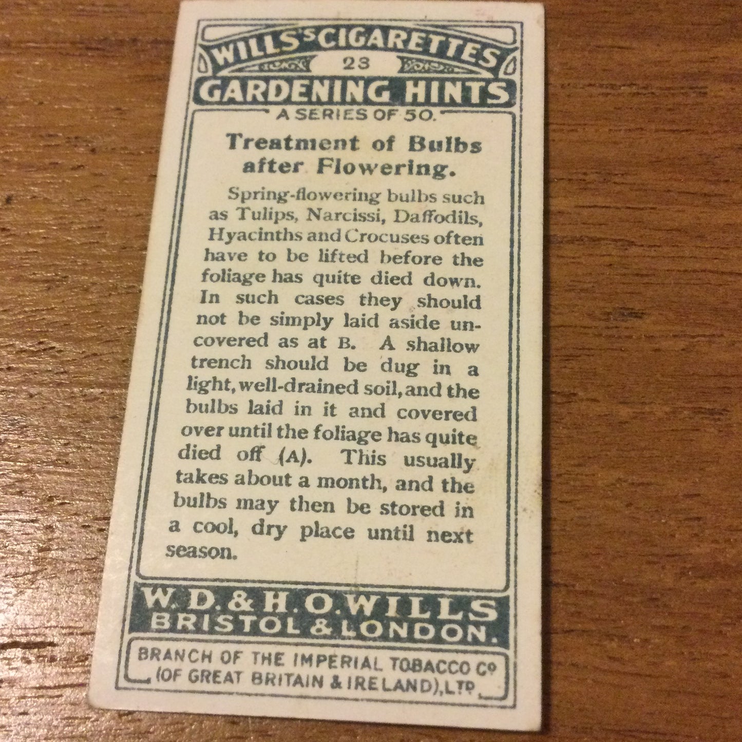 Wills Cigarette Cards GARDENING HINTS 1938. Sold individually so take your pick.