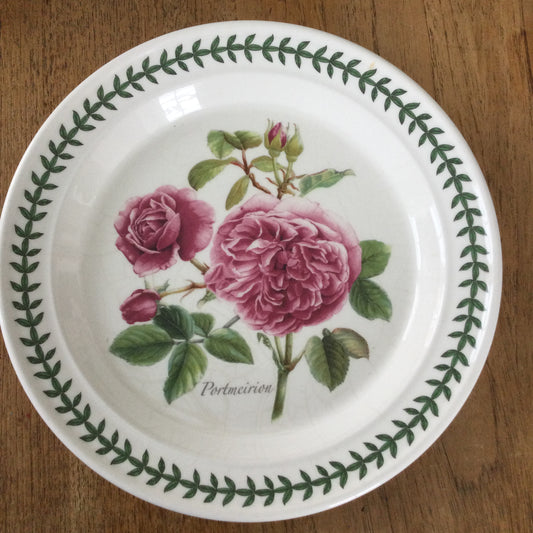 Portmeirion Botanic Roses Dinner Plate – 10.5 inches – Crazed – Vintage Pink Rose Design – Collectible