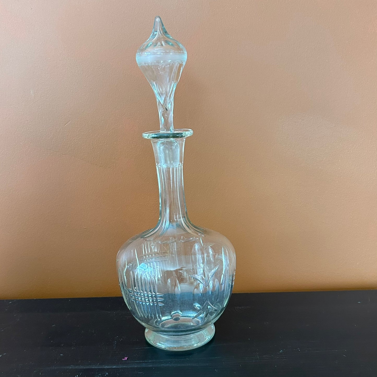 Beautiful Vintage Cut Glass Decanter – Tall & Elegant – Possibly Edwardian - Home Bar