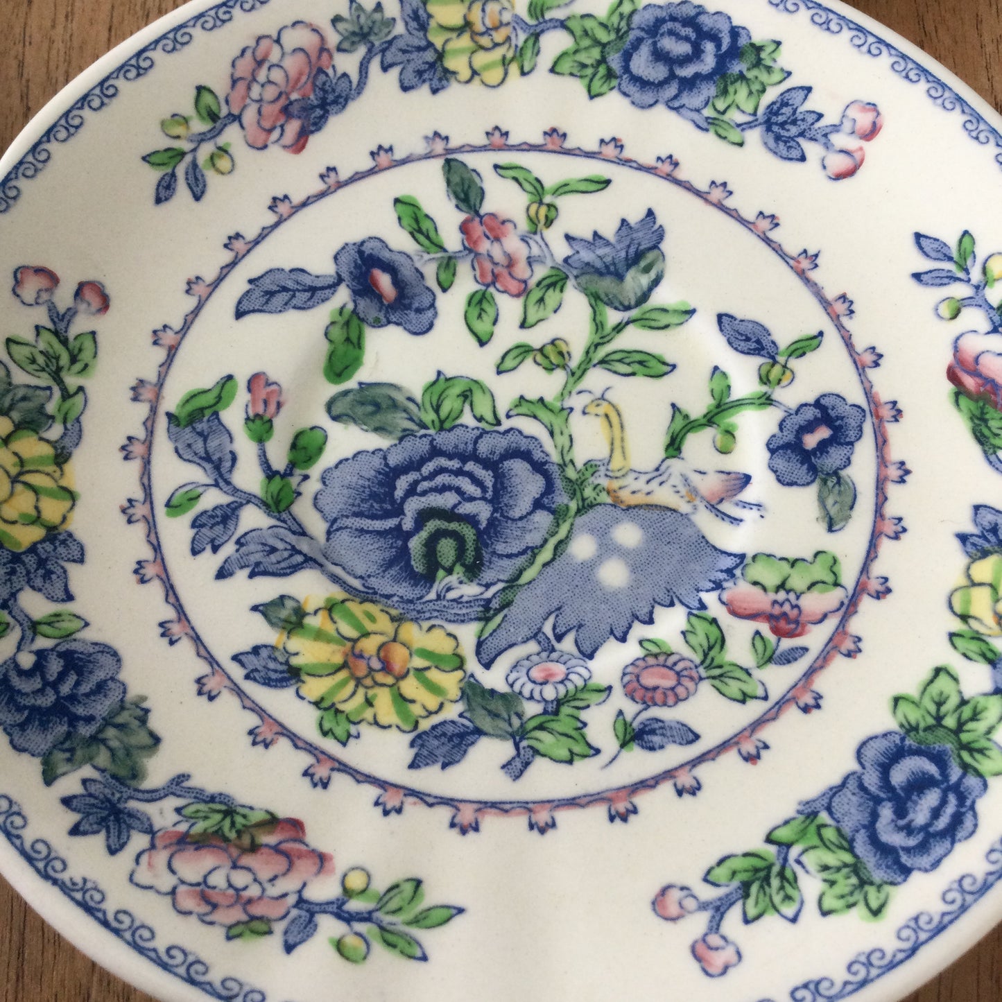 Set of 4 Mason's Regency large 7" saucers. Good as tapas dishes / nibbles dishes. Blue yellow green floral