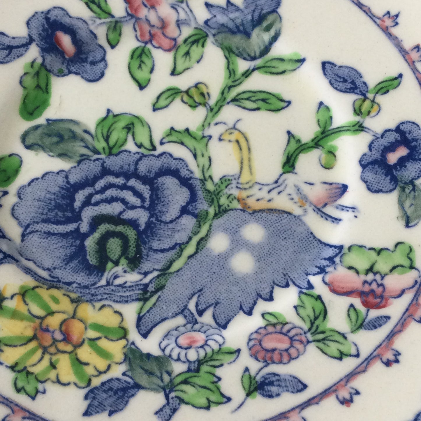 Set of 4 Mason's Regency large 7" saucers. Good as tapas dishes / nibbles dishes. Blue yellow green floral
