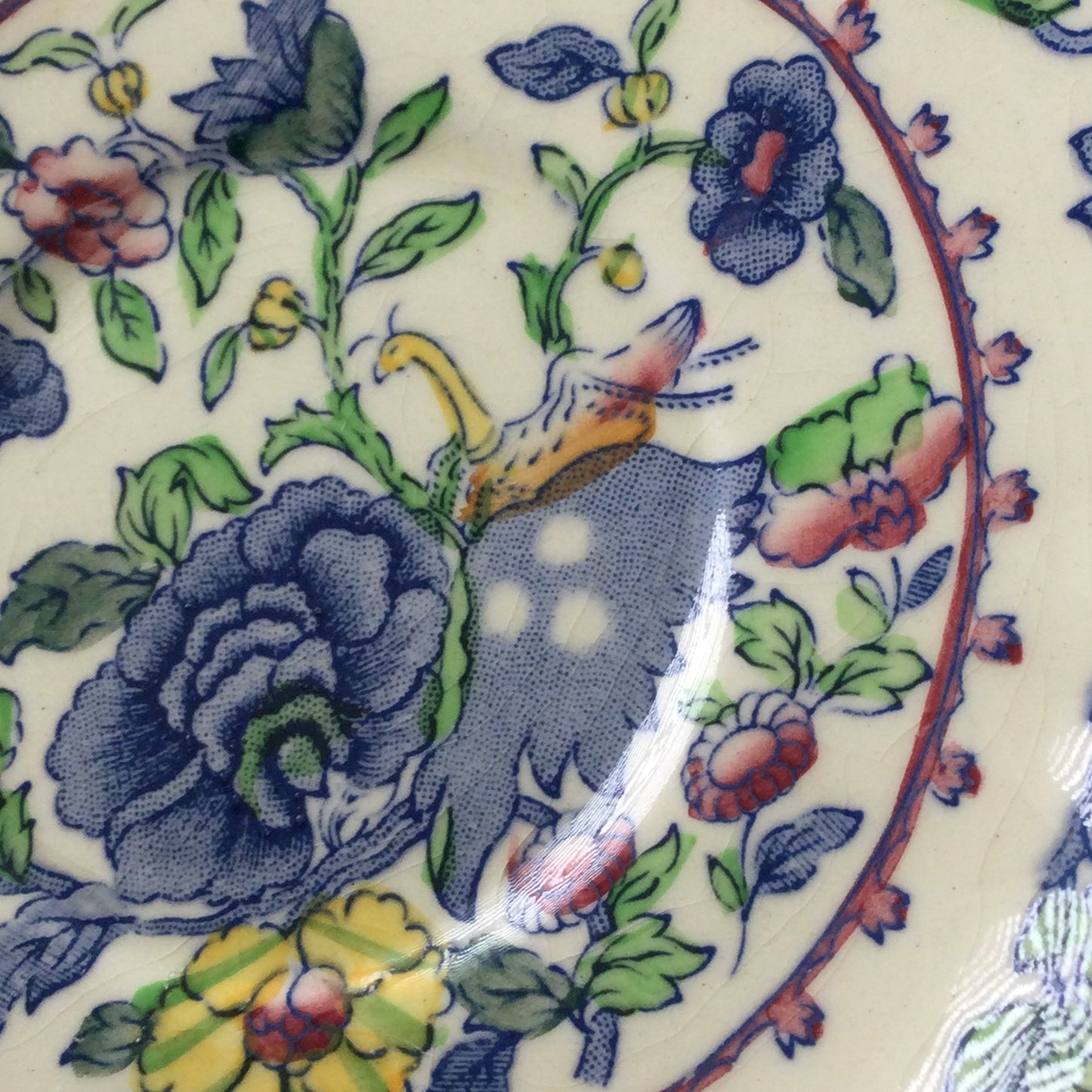 Set of 4 Mason's Regency large 7" saucers. Good as tapas dishes / nibbles dishes. Blue yellow green floral