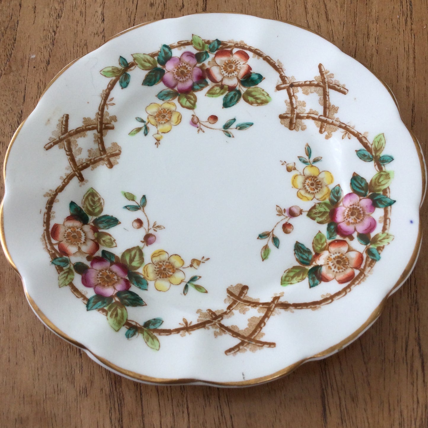 Antique Morgan Wood M W & Co Wild Rose design 6.25" plate. Side / bread and butter / starter plate.
