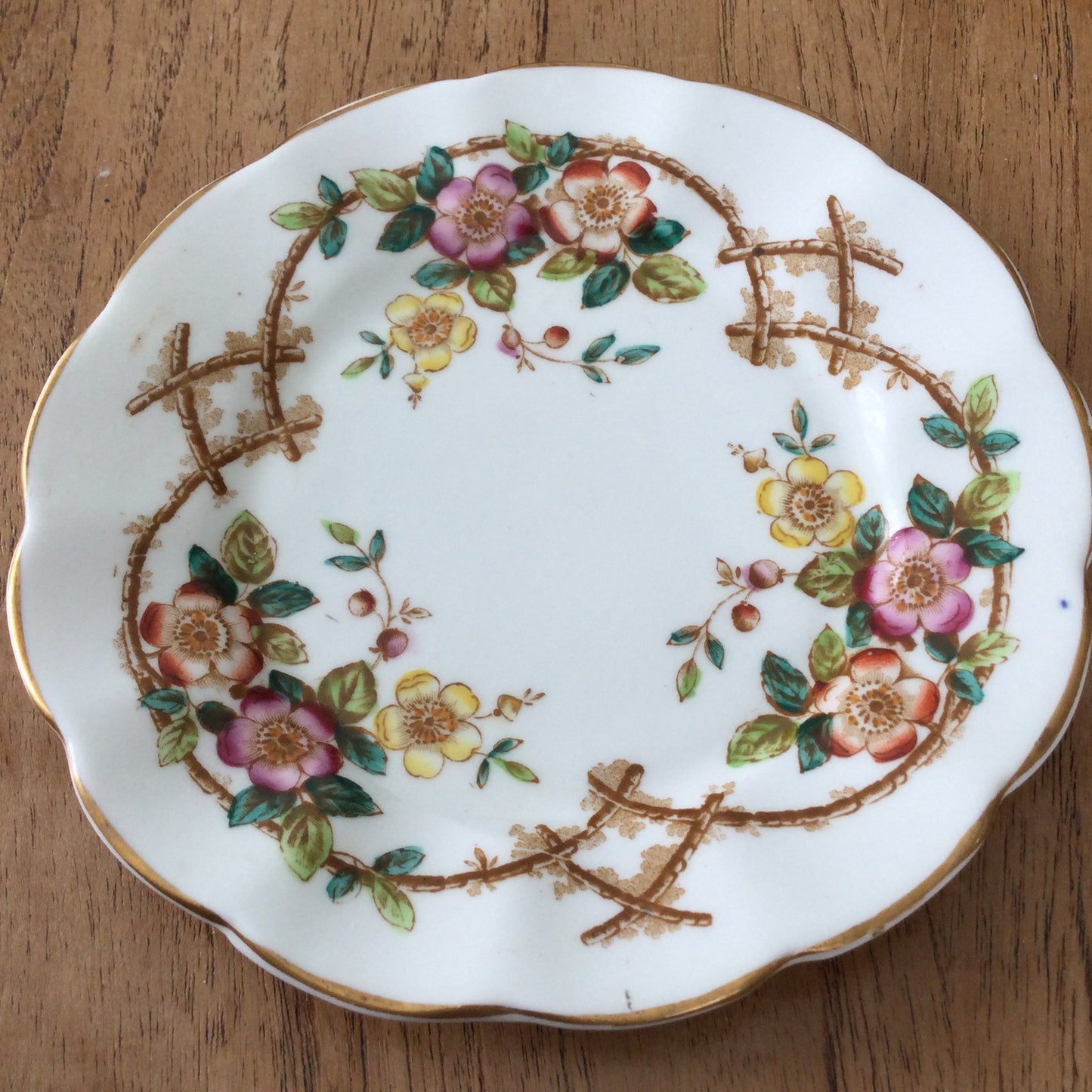 Antique Morgan Wood M W & Co Wild Rose design 6.25" plate. Side / bread and butter / starter plate.