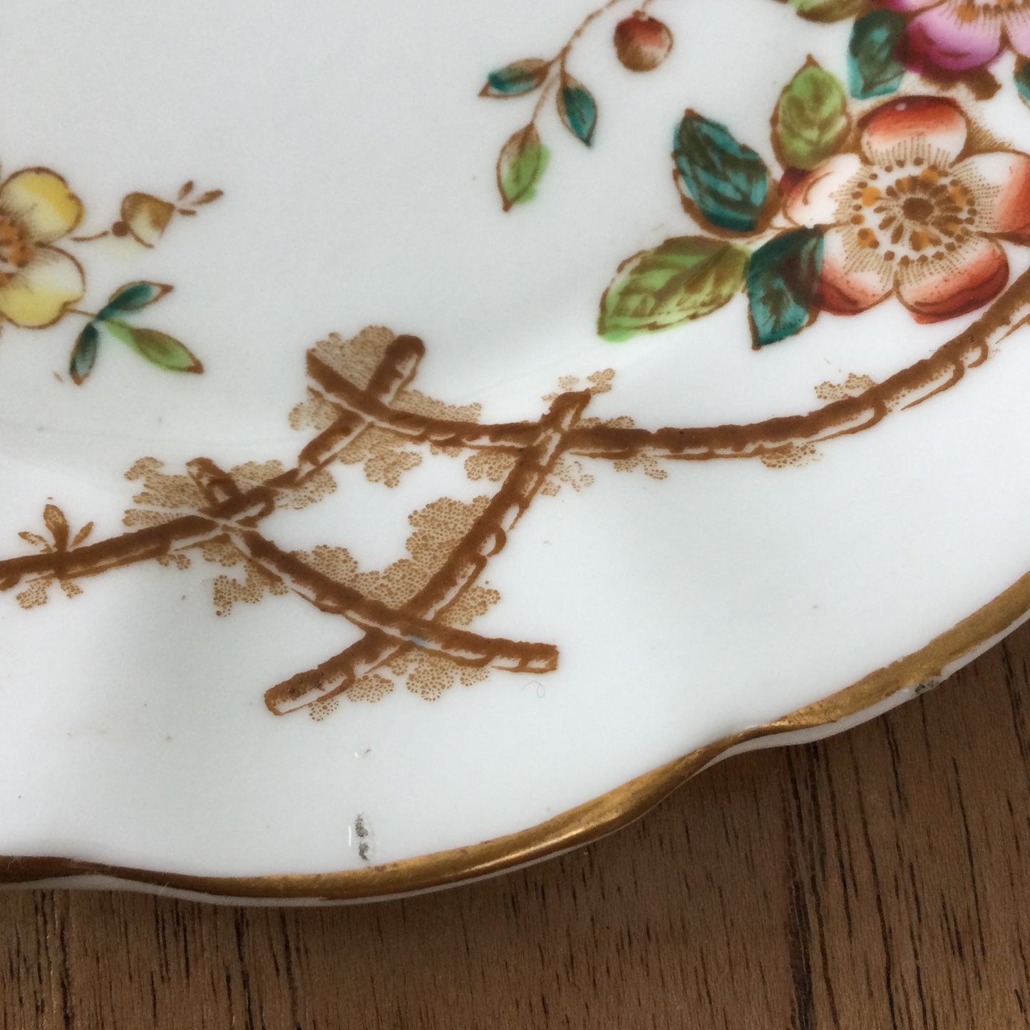 Antique Morgan Wood M W & Co Wild Rose design 6.25" plate. Side / bread and butter / starter plate.