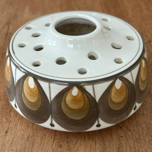 Jersey Pottery - Brown Vintage Decorative Ceramic Rose / Posy Bowl - Pot Pourri - 70s retro