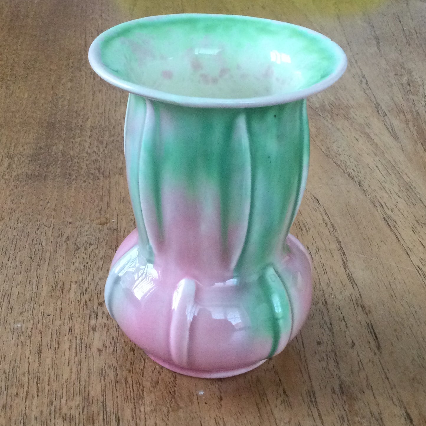 Vintage SylvaC Vase - Mould No. 745 | Mid Century Pink & Green Bulb Base Design | 12.5 cm High