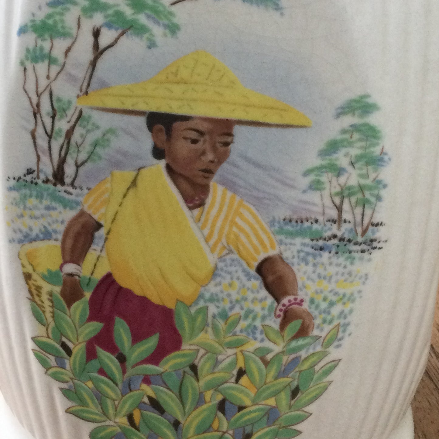 SylvaC Vintage c1950s Ceramic Tea Canister – Ceylon Tea Picker with Elephant Ear Handles