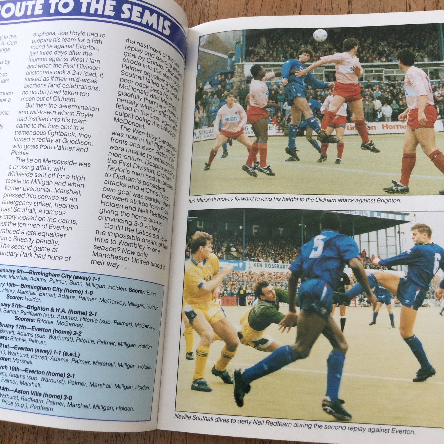OLDHAM ATHLETIC V MANCHESTER UNITED F.A. CUP SEMI FINAL 1990 MATCHDAY PROGRAMME