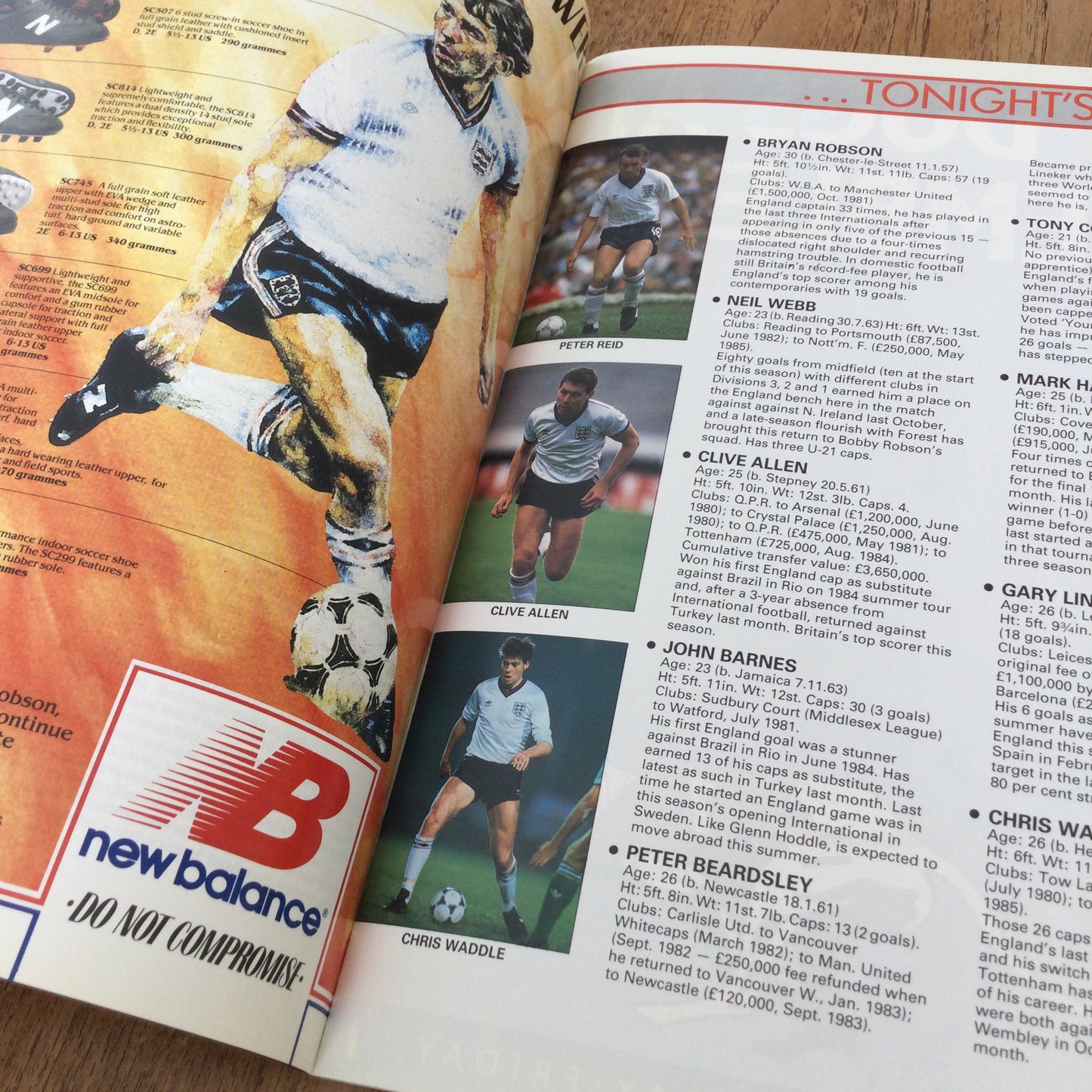 England v Brazil programme, 86/87, Tue 19th May 1987, Rous Cup. Wembley. Peter Shilton cover.