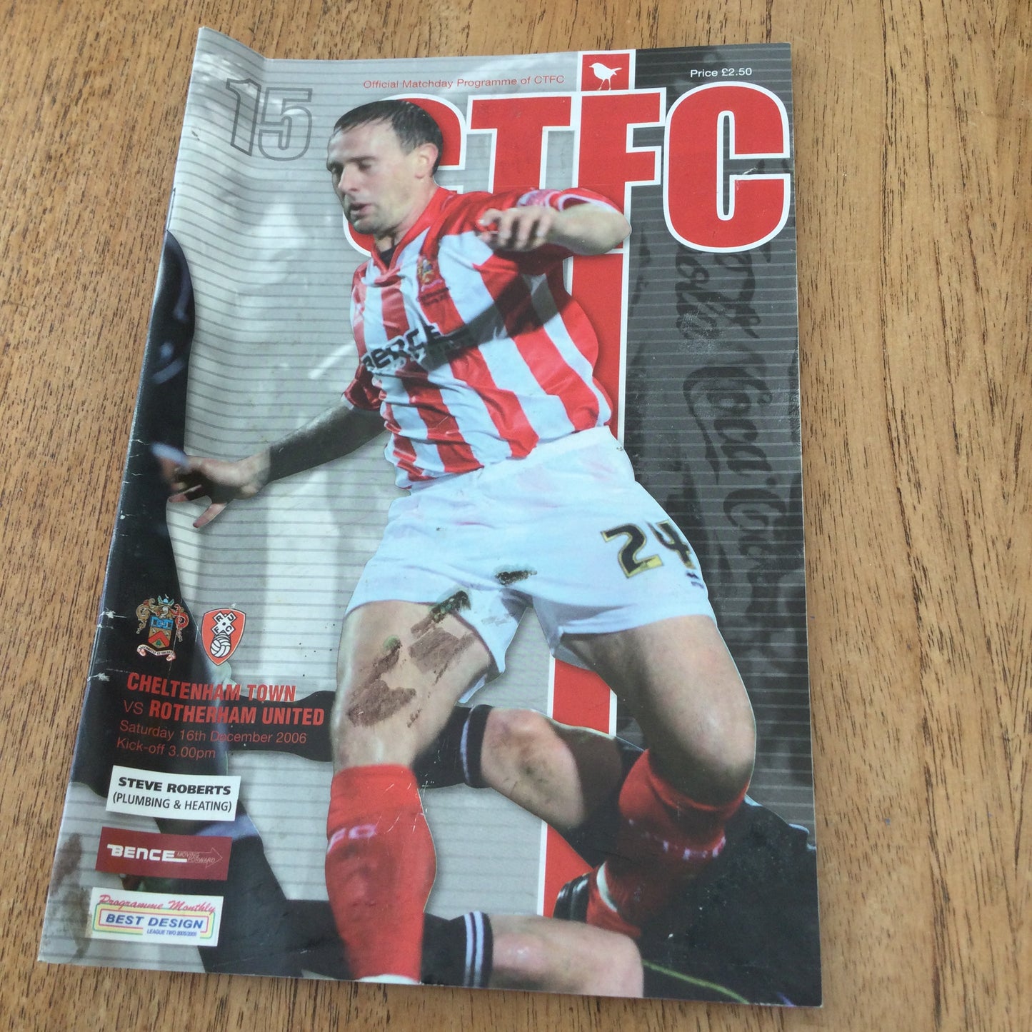 2006 Football Programme Cheltenham Town FC v Rotherham Utd 16/12/2006