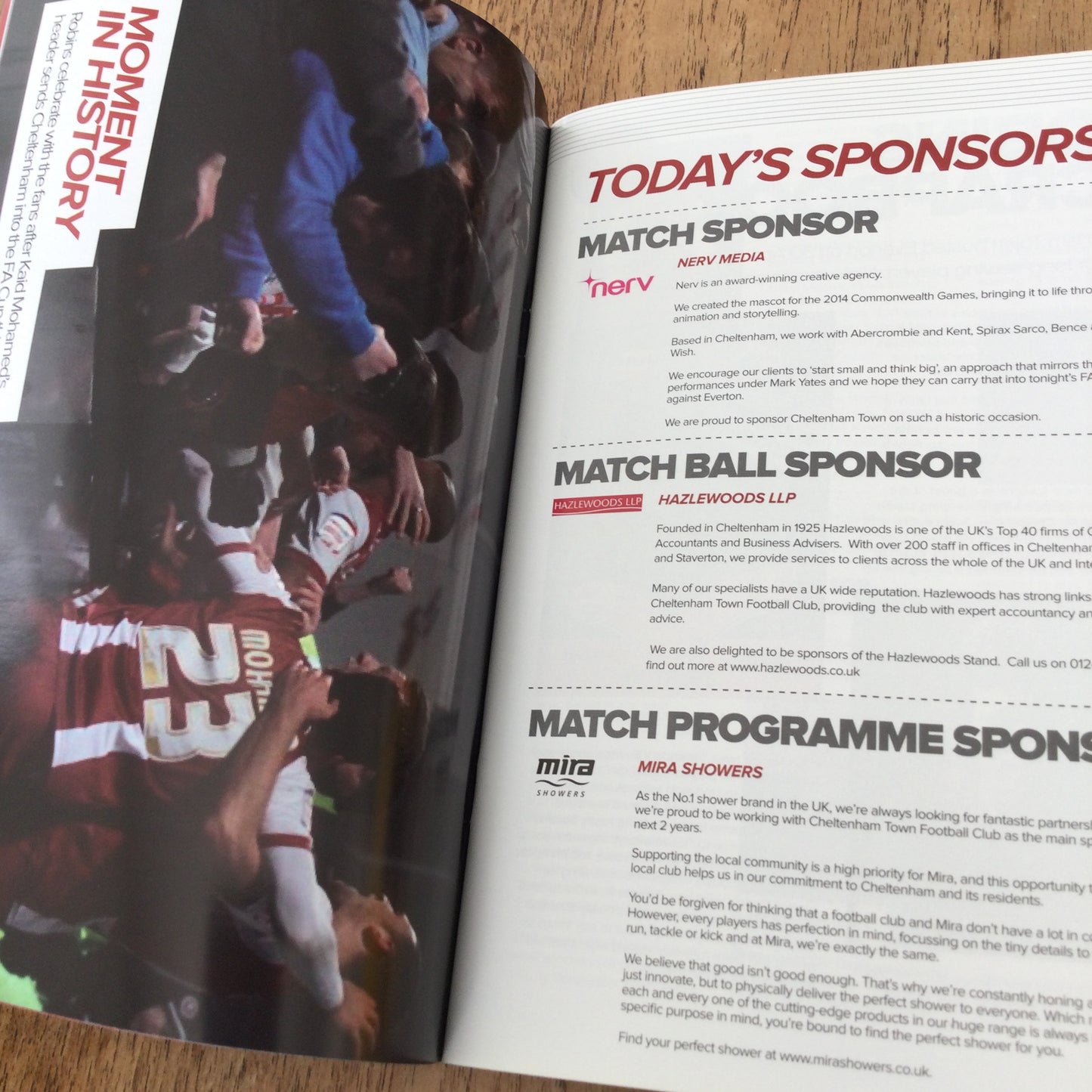 2013 Football Programme The Robin Cheltenham Town FC v Everton FC FA Cup Round 3 7/1/2013