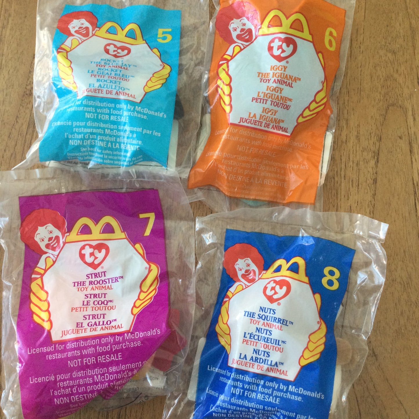Complete set of 12 1999 McDonalds Happy Meal Toys Ty Teenie Beanie Babies BNIB in original bags.