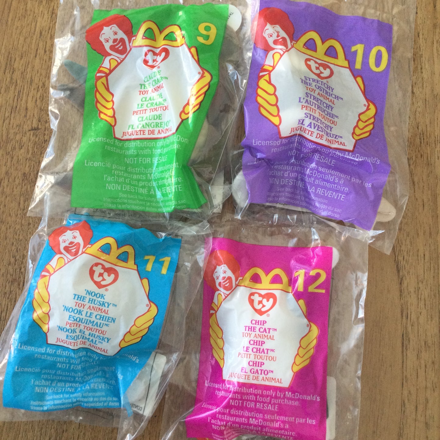 Complete set of 12 1999 McDonalds Happy Meal Toys Ty Teenie Beanie Babies BNIB in original bags.