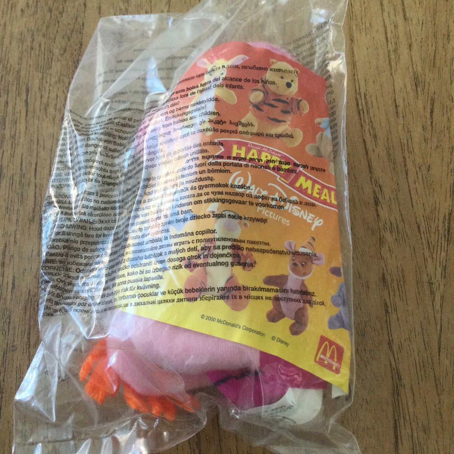 Vintage McDonalds Happy Meal Toy Piglet with scarf. From The Tigger Movie 2000. In original packaging.