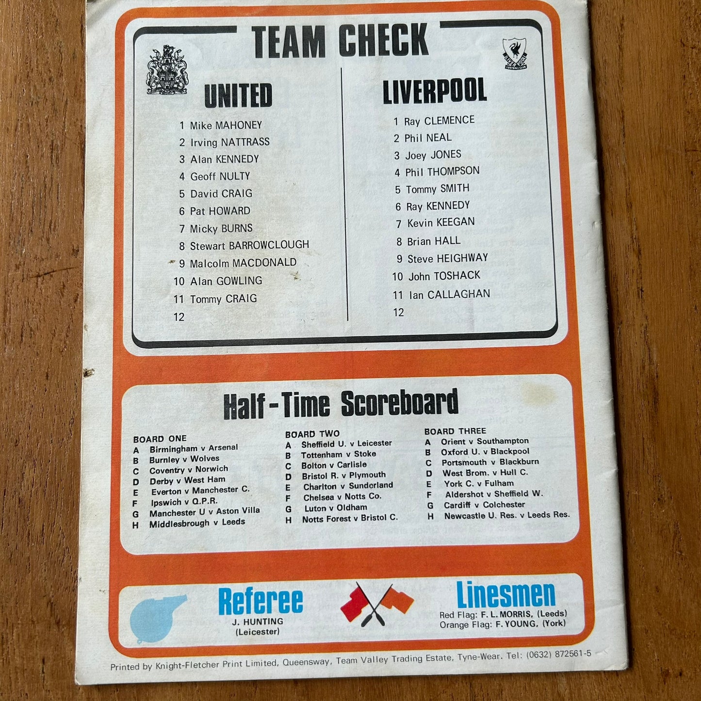 Vintage 70s Football Programme NEWCASTLE UNITED v LIVERPOOL 1975 15/11/75 Division 1