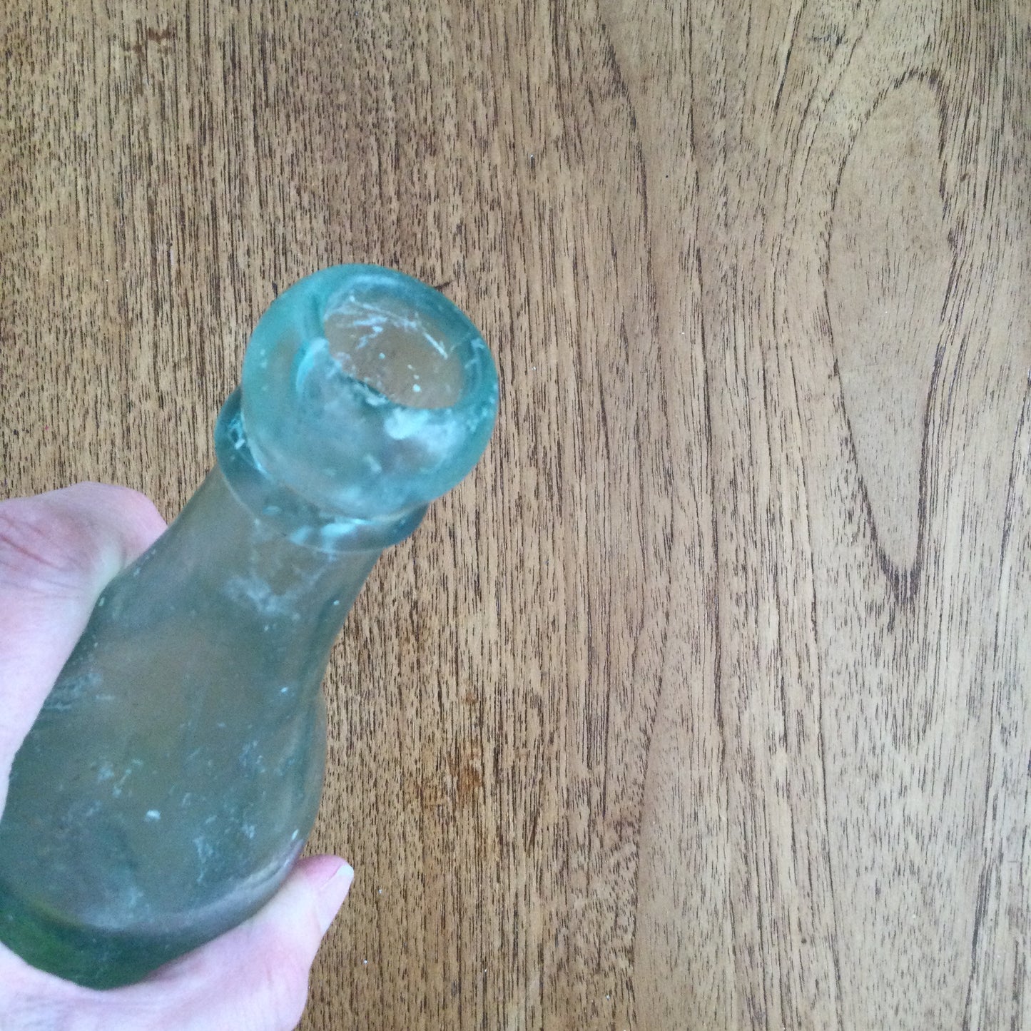 Antique Victorian clear green glass bottle. T. Ramsden & Son Ltd Halifax