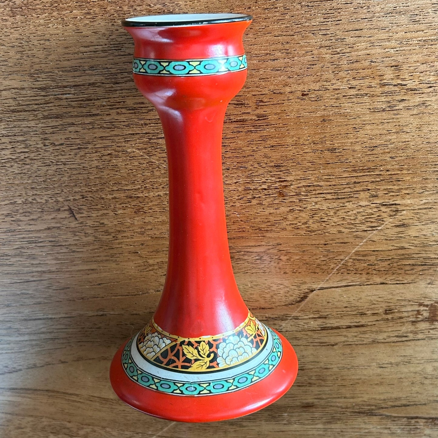 Edwardian Era Candlestick – Art Deco Design Features - Rich red/orange colour - early 20th century