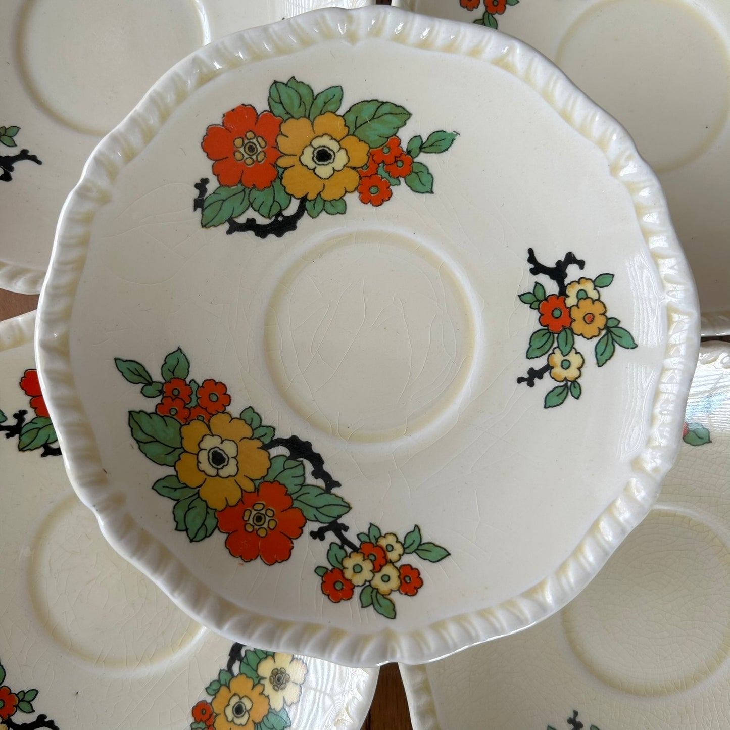 Vintage 1930s Art Deco Saucers - set of 5 – Royal Stafford – Marigold Floral Design