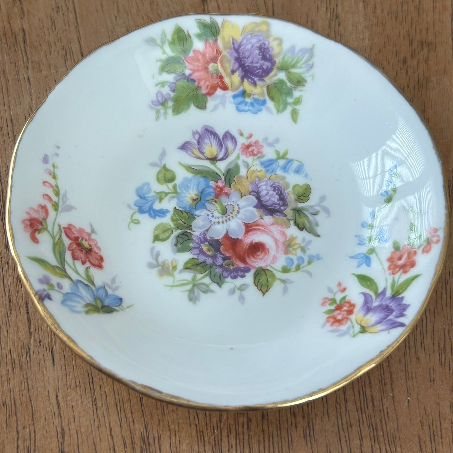 Vintage Royal Grafton Bone China Floral Trinket Dish / Pin Dish – Pattern 6712 – 1950s