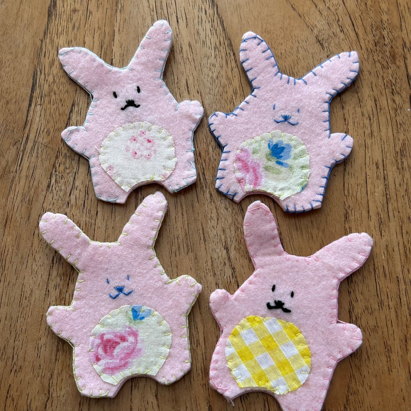 Set of 4 Hand Made Easter Bunny Felt Finger Puppets. Kids Easter Gift / Travel Toys