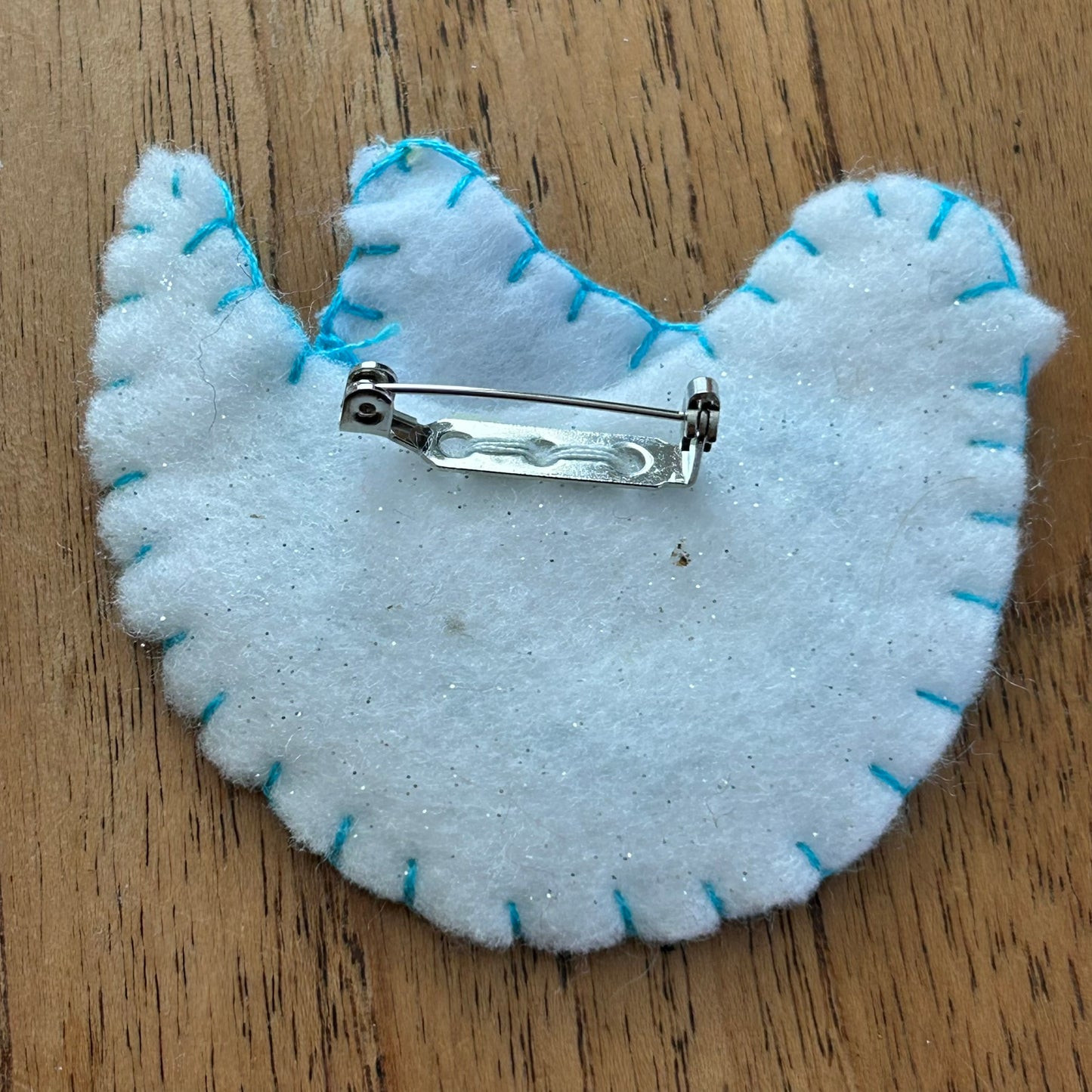 Handmade Felt Brooch Dove Of Peace Bird Turtle Dove Retro Vintage Style Made in UK. Blue.