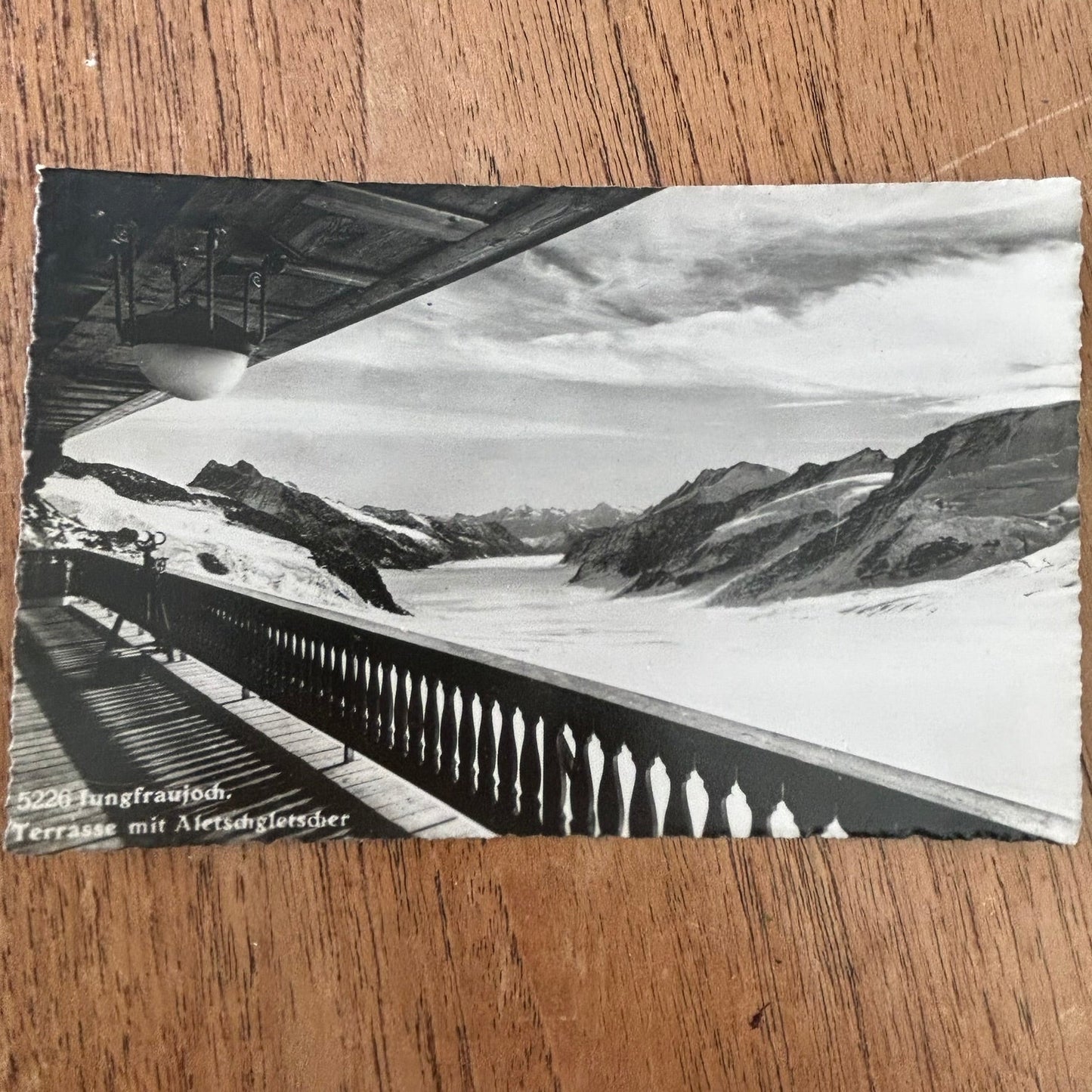 Vintage Postcard - SWITZERLAND - Jungfraujoch - Terrace with Aletsch Glacier - Black and white