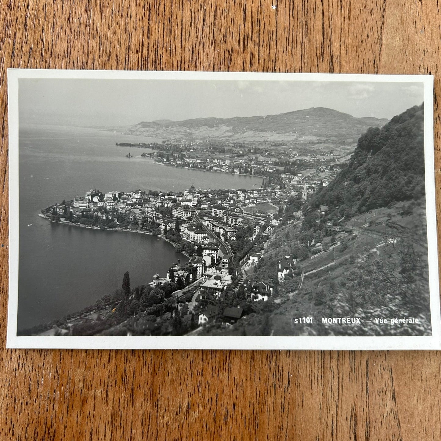 Vintage Postcard 1930s - 1933 - SWITZERLAND - View of Montreux coastline- Black and white