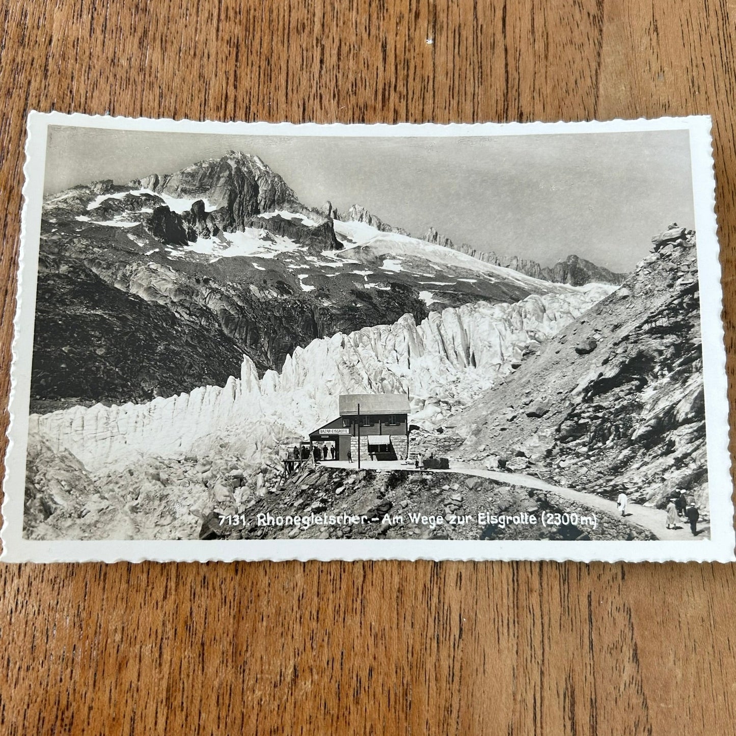Vintage Postcard 1930s - SWITZERLAND - Rhone Glacier - On the way to the Eisgrotte Ice Cave- Black and white