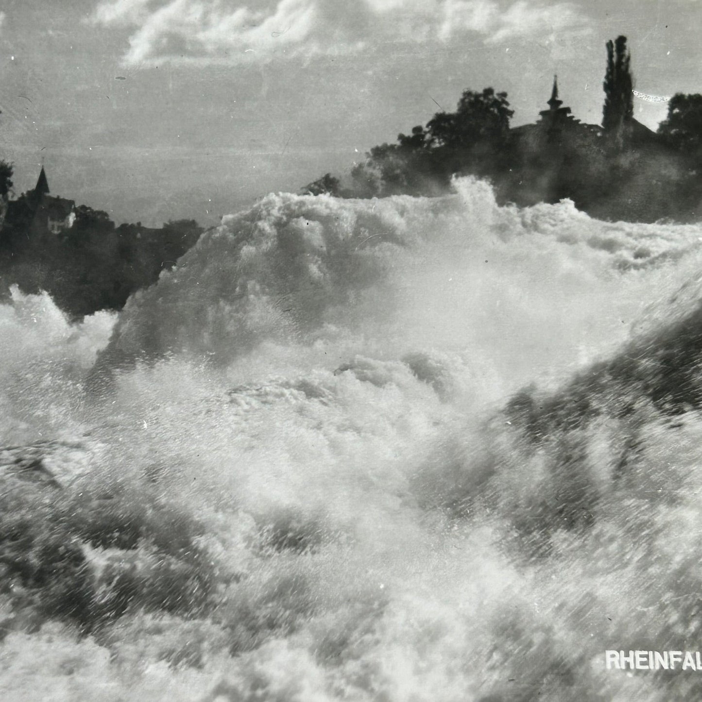 Vintage Postcard 1930s - SWITZERLAND - Rheinfall Rhein Falls - Black and white