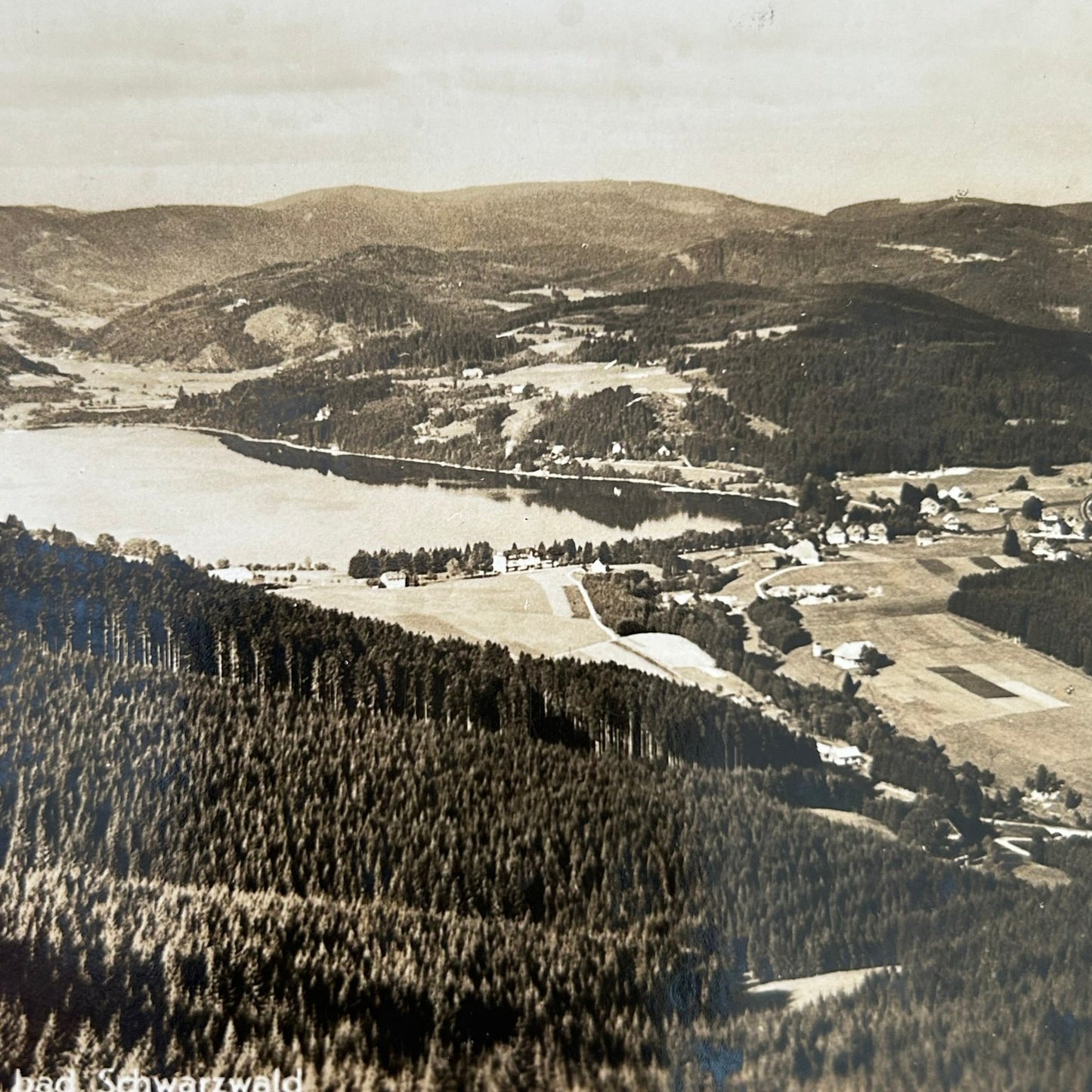 Vintage postcard - GERMANY - Titisee - Black Forest - Schwarzwald - Lake and mountains - Black and white