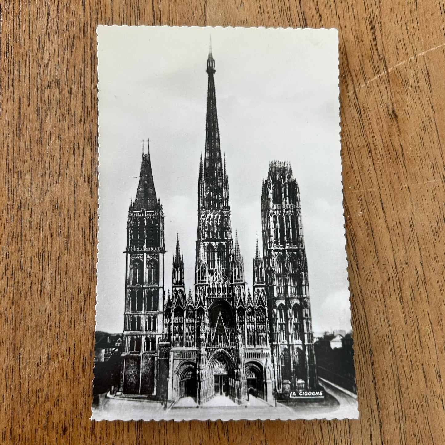 Vintage postcard - FRANCE - Rouen Cathedral - RP - Fancy Edge - Black and white