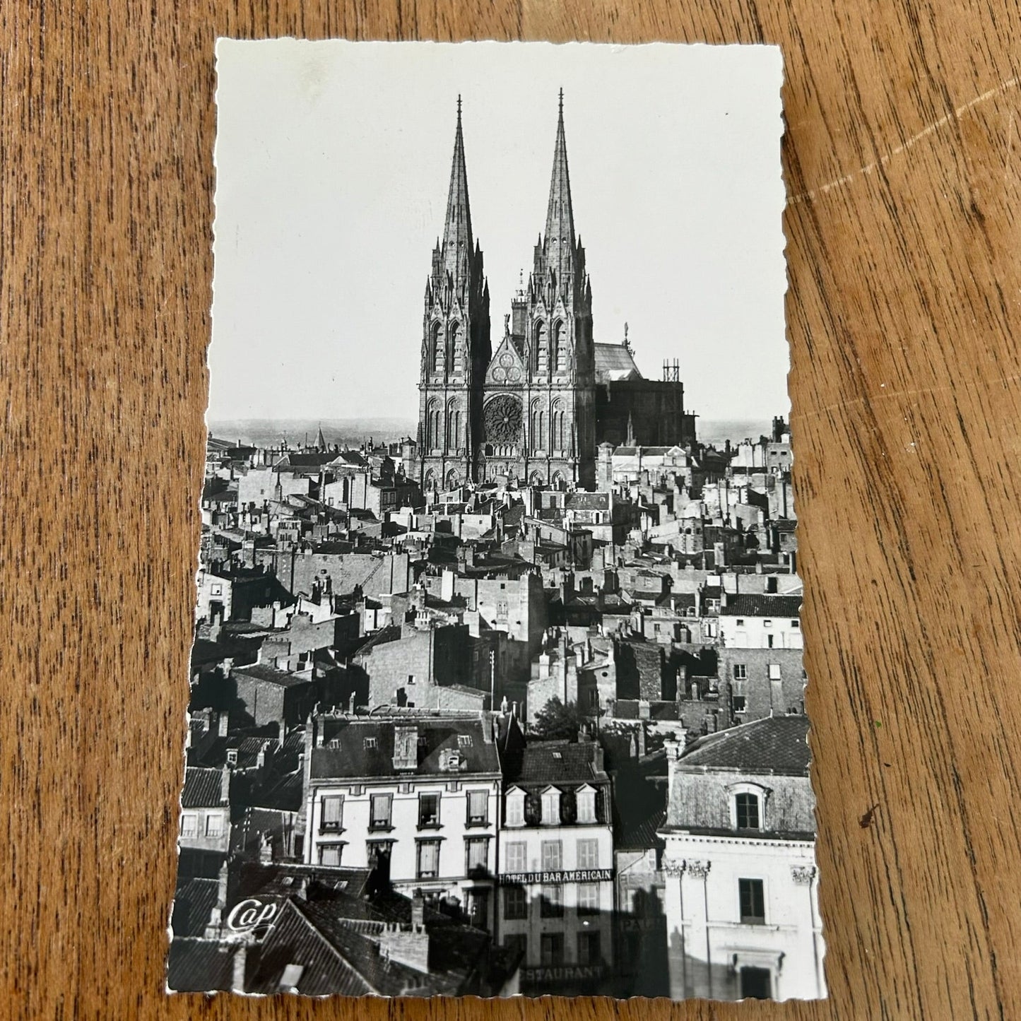 Vintage postcard - FRANCE - Clermont-Ferrand - Cathedral seen from St. Pierre church - Fancy Edge - Black and white