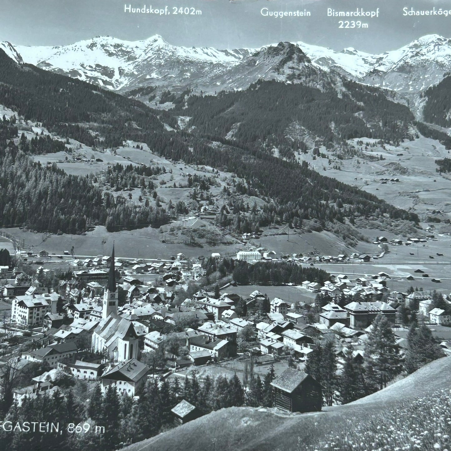 Vintage postcard - AUSTRIA - Thermal Baths - Bad Hofgastein - Mountain view - Black And White - RP