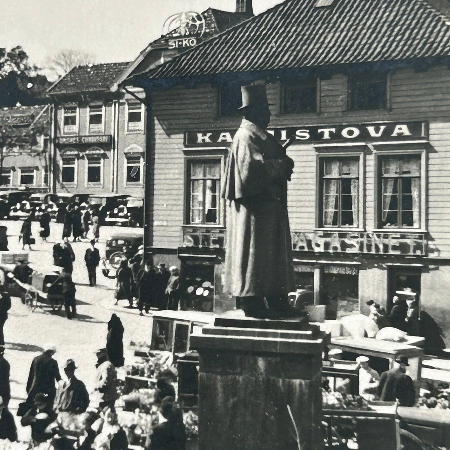 Vintage 1940s 1949 postcard - NORWAY - Bustling Town Square - Stavanger - Sent from Officers Mess, Sola Airfield