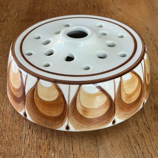 Jersey Pottery - Light Brown Vintage Decorative Ceramic Rose / Posy Bowl -  Pot Pourri - Retro - 70s
