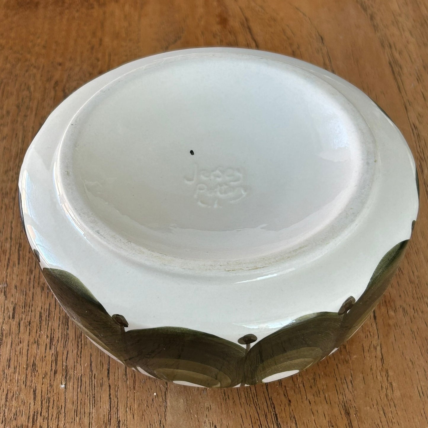 Jersey Pottery - Dark Olive / Khaki Vintage Decorative Ceramic Rose / Posy Bowl - Pot Pourri - Retro - 70s