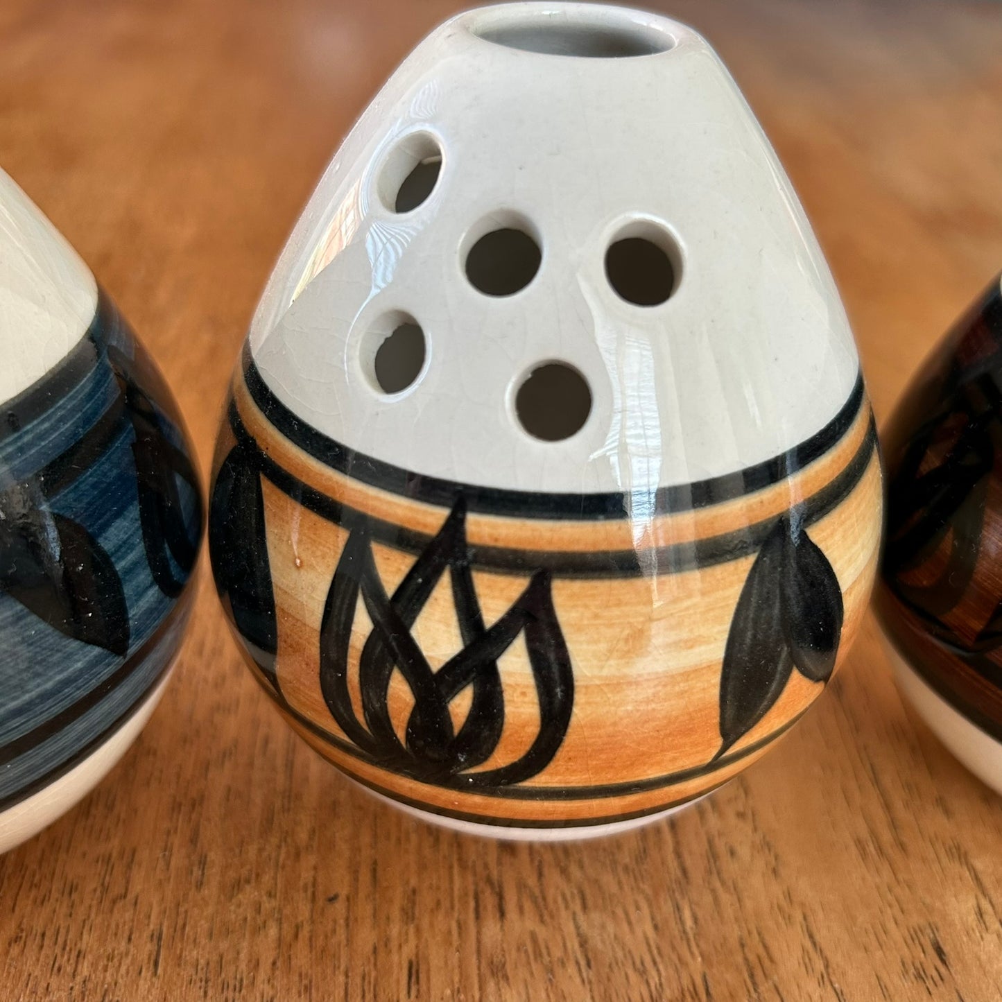 Set of 3 Jersey Pottery Vintage Bud Vases / Posy vases - Egg shaped