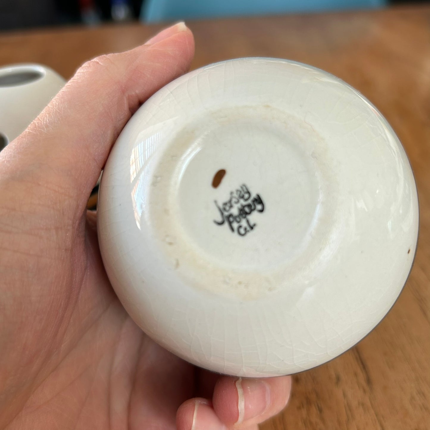 Set of 3 Jersey Pottery Vintage Bud Vases / Posy vases - Egg shaped