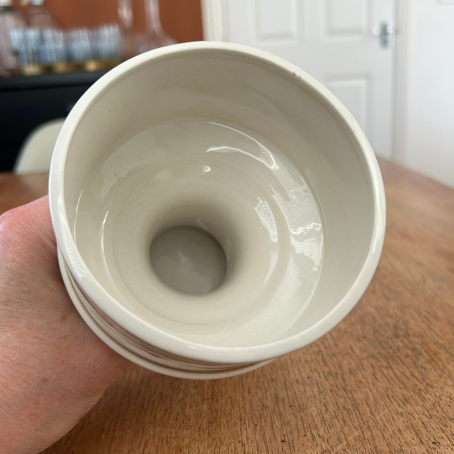Superb Vintage Jersey Pottery Goblet Vase / Chunky Pillar Candle Holder - Pale Brown - Hand-Painted