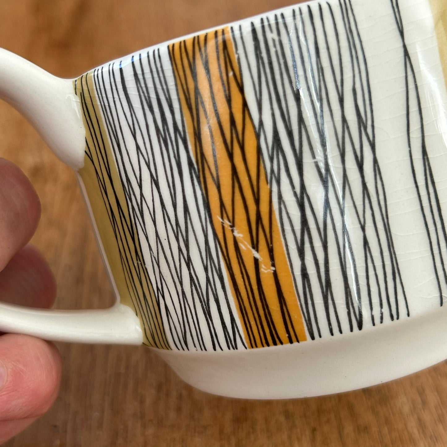 Vintage Retro Midwinter Small Milk Jug / Creamer - Jessie Tait SIENNA design - Orange Olive Black Stripes - 1960s